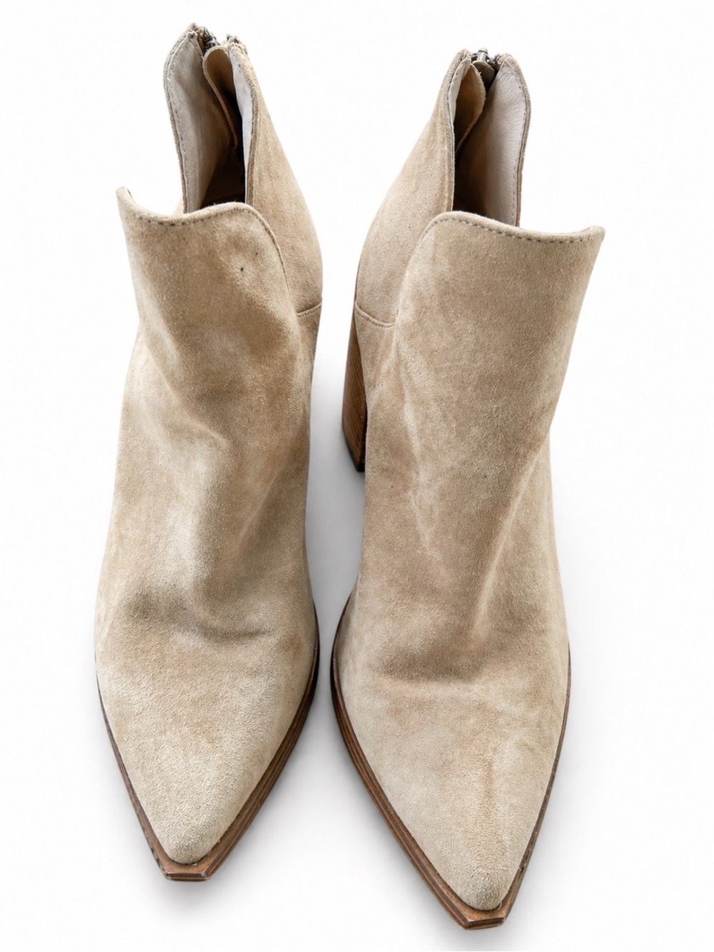 Steve Madden Beige Suede Leather Pointed Ankle Boots Cream